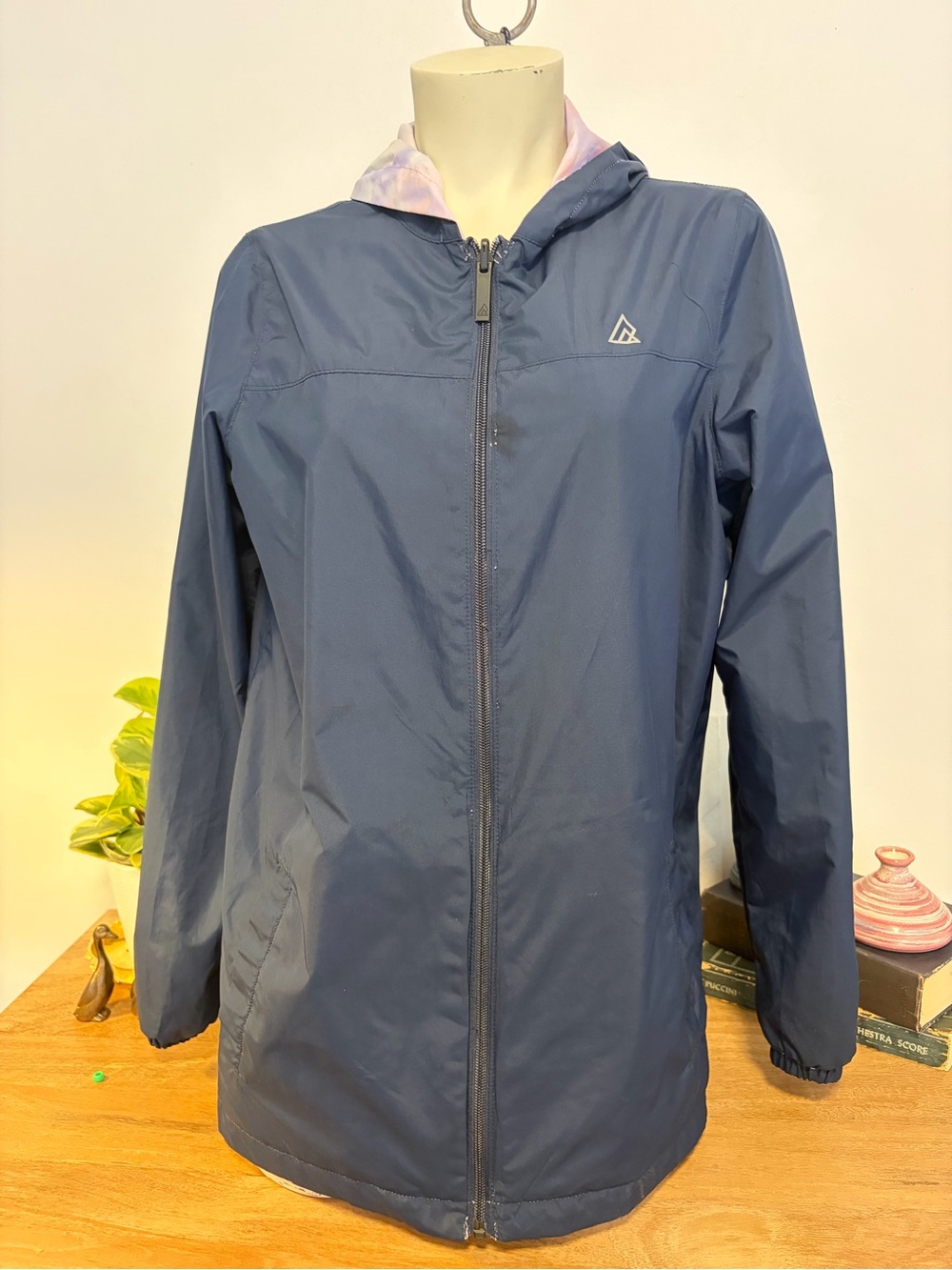 Ripzone Girls Hakai Reversible Rain Jacket XL Navy Tie Dye